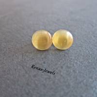 Ohrstecker Katzenauge Perle gelb silberfarben Ohrringe Bild 2