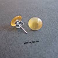 Ohrstecker Katzenauge Perle gelb silberfarben Ohrringe Bild 3