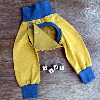 Abhalte-/ Windelfreihose mit Abdeckung, Sternchen senf-weiß/ petrol