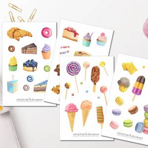 Süßes Gebäck Sticker Set | Aufkleber Süßigkeiten | Journal Sticker | Sticker Backen | Sticker Geburtstag Sticker Sheet Bild 1