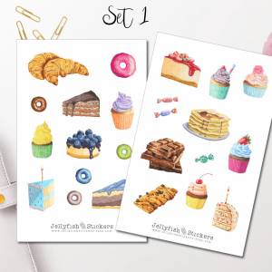 Süßes Gebäck Sticker Set | Aufkleber Süßigkeiten | Journal Sticker | Sticker Backen | Sticker Geburtstag Sticker Sheet Bild 2