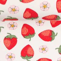 Jersey Baumwolljersey Vintage Botanical Erdbeeren, weiß Oeko-Tex Standard 100(1m/16,-€) Bild 2