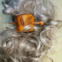 Haarschmuck, Haarspange mit Haar-Stab und geprägten mit Federn (HS6) Bild 5