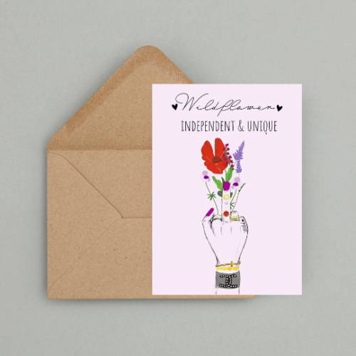 Geburtstagskarte  "Wild flowers“ & Umschlag| Grußkarte | Beste Freundin| Feministische Kunst | Geschenk Mama