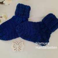 Baby Söckchen - Erstlingssocken handgestrickt    kobaltblau/schwarz meliert Bild 2