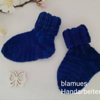 Baby Söckchen - Erstlingssocken handgestrickt    kobaltblau/schwarz meliert Bild 5