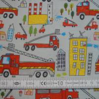 14,70 EUR/m Jersey Baumwolljersey Feuerwehr / Feuerwehrautos auf hellgrau Bild 8