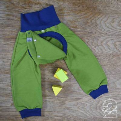 Abhalte-/ Windelfreihose mit Abdeckung, uni grün/ blau