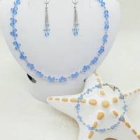 Schmuckset "Schwebende Perlen" hellblau Bild 1