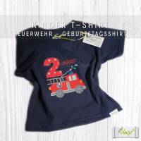 Kinder Geburtstag T-Shirt mit Feuerwehr, Namen und Zahl Bild 1