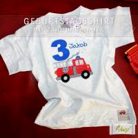 Kinder Geburtstag T-Shirt mit Feuerwehr, Namen und Zahl Bild 2