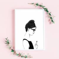 Wandbild „Audrey Hepburn“ | Poster A4, Print| Pop-Kunst-Druck| Fuck you | Wohnzimmer Schlafzimmer Dekoration| Feministin Bild 1