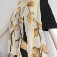Damen Schal in beige-braun, gefilzt Wolle und Chiffon Seide, Filzschal, Tuch, Halstuch für Frauen, Stola Bild 1