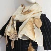 Damen Schal in beige-braun, gefilzt Wolle und Chiffon Seide, Filzschal, Tuch, Halstuch für Frauen, Stola Bild 3