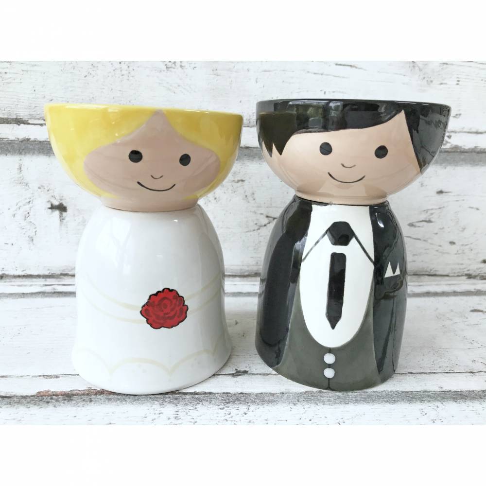 Braut und Bräutigam, Schalen zur Hochzeit, Keramik handbemalt Bild 1