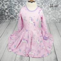 Drehkleid - Kleid mit Drehrock Einhörner Rosa Bild 1