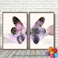Flügeltiere PAPILLON... 2er Set mit Schmetterling Lebensfreude Print Poster Bild mit Spruch Zitat online kaufen Bild 1