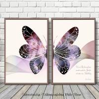 Flügeltiere PAPILLON... 2er Set mit Schmetterling Lebensfreude Print Poster Bild mit Spruch Zitat online kaufen Bild 2