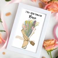 Geburtstagskarte "Für die Beste Mama" | Blumenstrauß Grußkarte | Postkarte für Mama mit Blumen | Muttertagskarte Bild 3
