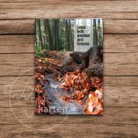 Trauerkarte Papierschiff Herbstwald – Trostkarte "Lieben heißt manchmal auch loslassen – Kondolenzkarte Bild 1