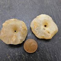 2 große antike XL Quarz-Scheiben aus der Sahara - 31mm - große antike Steinperlen - konisch von Hand gebohrt - Sahara St Bild 1