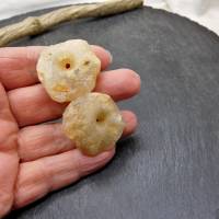 2 große antike XL Quarz-Scheiben aus der Sahara - 31mm - große antike Steinperlen - konisch von Hand gebohrt - Sahara St Bild 5