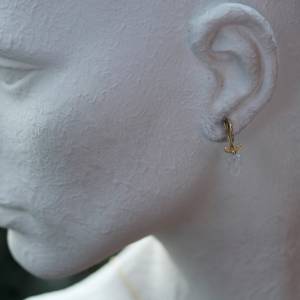 Ohrringe aus Gold 750 mit Mondstein Pampeln, kurze Ohrhänger, filigrane Goldschmiedearbeit Bild 6