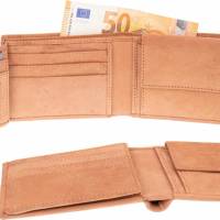 Gravierte Geldbörse Natur Leder Vintage Hellbraun oder Dunkelbraun - Geldbeutel / Portemonnaie / Brieftasche individuell Bild 8