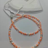 Schöne Brillenkette, Maskenkette, Kette für Mundschutzmaske, Maske, Halskette in apricot-weiß, Einzelstück Bild 3