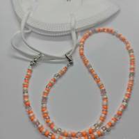 Schöne Brillenkette, Maskenkette, Kette für Mundschutzmaske, Maske, Halskette in apricot-weiß, Einzelstück Bild 5