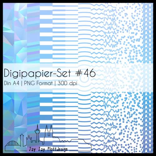 Digipapier Set #46 (blau) abstrakte und geometrische Formen zum ausdrucken, plotten, scrappen, basteln & mehr