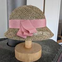 Strohhut Seagrass mit rosafarbenem  Ripsband Bild 5