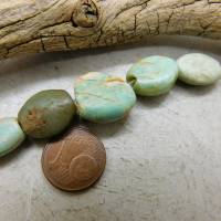 5 antike Amazonit-Perlen aus Mauretanien - abgeflachte Ovale - 8,48g - seltener Stein - Sahara Amazonit Perlen Bild 4
