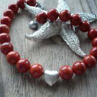 Traumhaft schöne rote Schaumkorallen-Kette,Lady in Red,Handgefertigte Korallenkette mit Silber-Herz,Rote Korallenkette , Bild 5