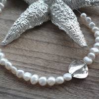 Extravagante echte Perlenkette mit Echt Silber Zwischenteil,moderne Perlenkette,Handgefertigte exclusive Perlenkette, Bild 10