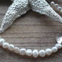 Extravagante echte Perlenkette mit Echt Silber Zwischenteil,moderne Perlenkette,Handgefertigte exclusive Perlenkette, Bild 2