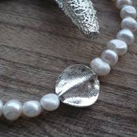 Extravagante echte Perlenkette mit Echt Silber Zwischenteil,moderne Perlenkette,Handgefertigte exclusive Perlenkette, Bild 4