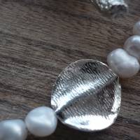 Extravagante echte Perlenkette mit Echt Silber Zwischenteil,moderne Perlenkette,Handgefertigte exclusive Perlenkette, Bild 5