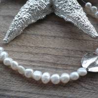 Extravagante echte Perlenkette mit Echt Silber Zwischenteil,moderne Perlenkette,Handgefertigte exclusive Perlenkette, Bild 6