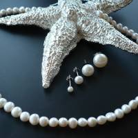 Extravagante echte Perlenkette mit Echt Silber Zwischenteil,moderne Perlenkette,Handgefertigte exclusive Perlenkette, Bild 8