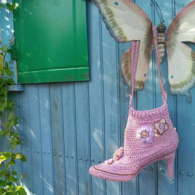 Handtasche '' FRAUENSCHUH'' gehäkelte Designertasche, Unikat, Einzelstück