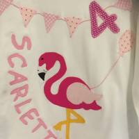 Geburtstagsshirt/T-Shirt Personalisierbar Name Applikation Flamingo benäht   ab Gr.98/104 Bild 2