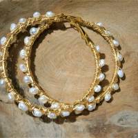 Perlenohrringe Creolen 55 Millimeter groß handgemacht weiße Perlen barock Brautschmuck boho Bild 8