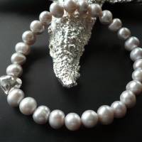 Echtes Perlen-Armband mit Silber Herz,zartes Perlenband,Perlen-Armband mit Echt Silber Herz,Brautschmuck,Armband Herz Bild 7