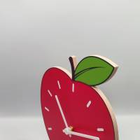 Uhr Apfel rot Küchenuhr Obst Wanduhr Holz Uhrwerk lautlos Bild 2
