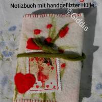 Buchhülle rot, handgefilzt inkl. Notizbuch hardcover Bild 1
