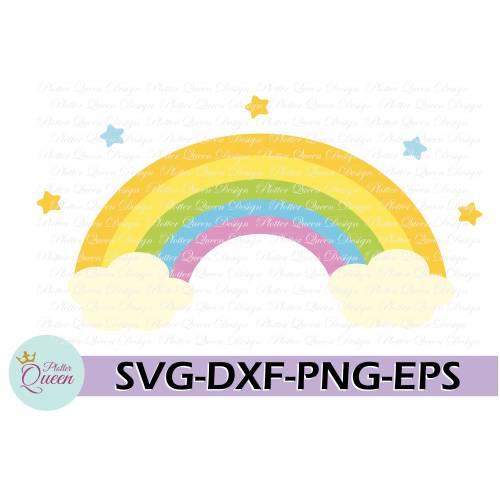 Plotterdatei Regenbogen mit Wolke SVG DXF PDF SVG