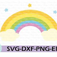 Plotterdatei Regenbogen mit Wolke SVG DXF PDF SVG Bild 1