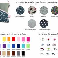 Mini Umhängetasche Handytasche grau handmade aus Baumwollstoff 2 Fächer Farb- und Musterauswahl Bild 3