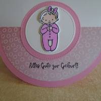 Schaukelkarte Glückwunschkarte zur Geburt Mädchen  Babykarte Geburtskarte  Baby  Rosa Bild 1